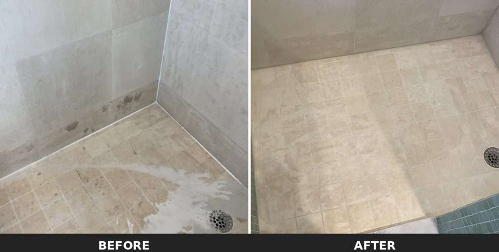 Travertine Shower Restoration Before and After